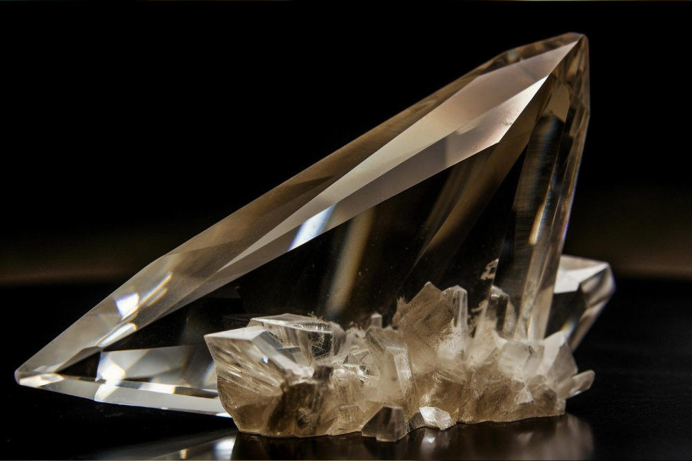 Talc Powder and Feldspar Company - Large smoky quartz crystal cluster with a prominent, clear point